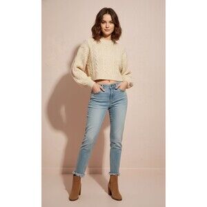 JOE'S Collectors Edition Icon Skinny Crop Fringe Hem Jean Light Blue  - Size 29